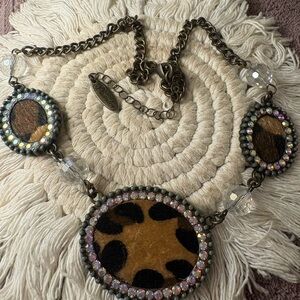 Plunder Leopard Print Necklace with Crystal Accents